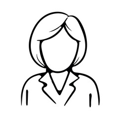 Fototapeta premium Female silhouette. Simple vector black and white image of a human figure. Illustration for print, avatar, sticker