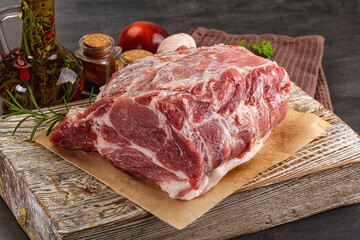 Raw pork neck meat for cooking