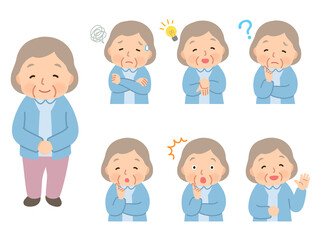 高齢女性　表情ポーズ　シニア　高齢者　後期高齢者