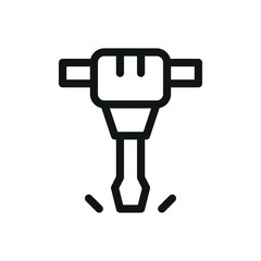 Demolition jack hammer line icon, pneumatic rock drill vector symbol with editable stroke