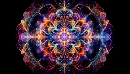Law of attraction An intricate fractal design with symmetrical layers of vibrant colors, symbolizing the energy of man2