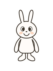 笑顔で正面を向くかわいいうさぎの全身イラスト
