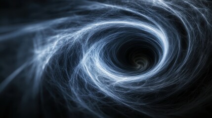 Abstract swirling vortex of blue light energies in dark space