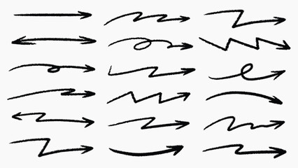 Set of simple lines hand drawn black arrows in various style. Set of simple of hand drawn black arrows. Set of simple lines hand drawn black arrows. Various of simple lines arrows collection