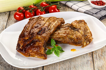 Tasty roasted pork ribs with spices