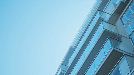 Modern residential buildings with simple architectural design, soft natural light, and a clean background showcasing contemporary living spaces, perfect for urban lifestyle concepts.