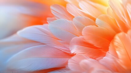 Obraz premium Close-up of delicate white and orange feathers with soft light