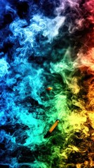 Colorful smoke swirls, dark background, abstract art, design element (12)