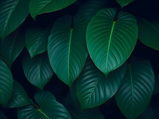 Lush Green Tropical Leaves Background