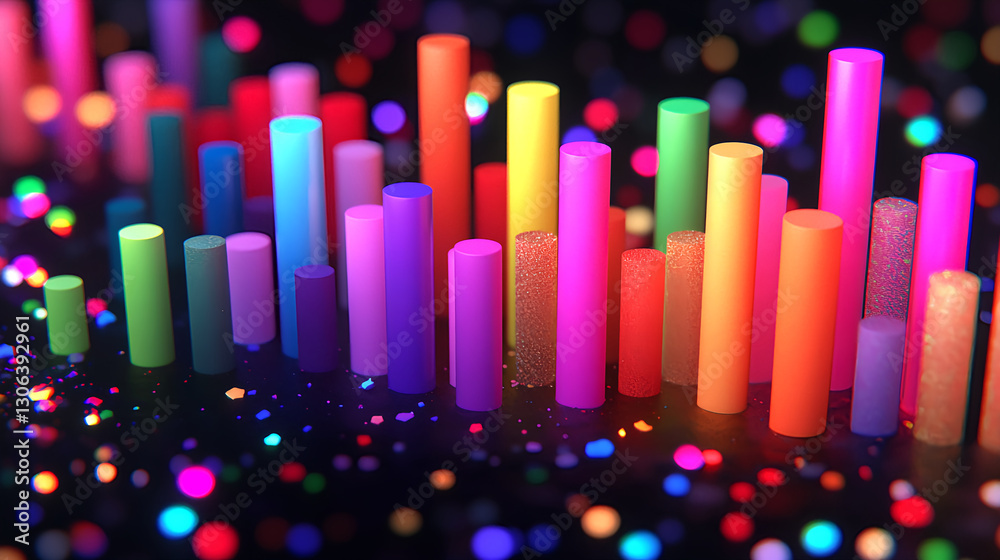 Poster dynamic color waveform display digital art abstract visualization studio setting close-up view vibra