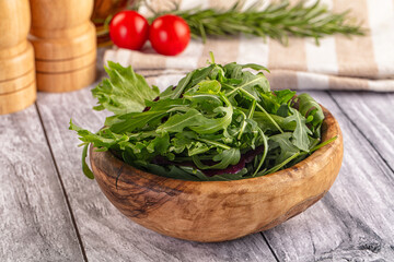 Fresh green ruccola salad leaves