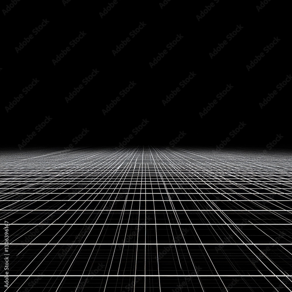 Leinwandbilder abstract grid perspective: white lines on black, creating a sense of depth and infinity