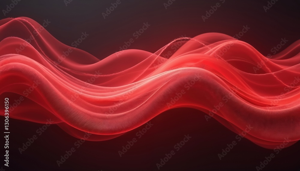 Poster abstract red waves shimmer dark backdrop creating dynamic fluid effect suggests motion energy. visua