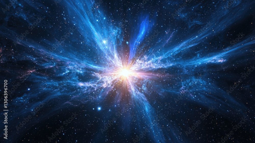 Canvas Prints the first star being born bursting with light. in its middle is a smaller exoplanet that will later 