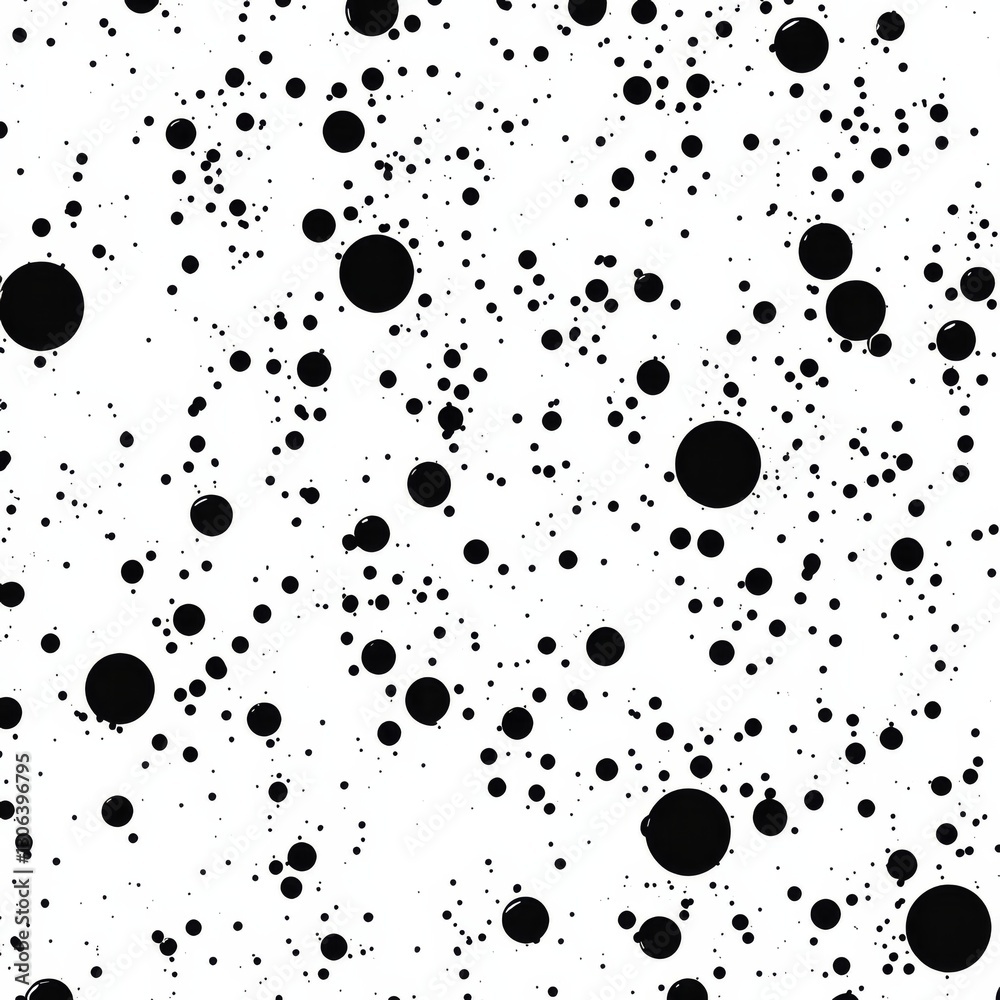 Fototapete Abstract Monochrome: A Dynamic Pattern of Black Dots on White Background Creates a Visually Striking Composition