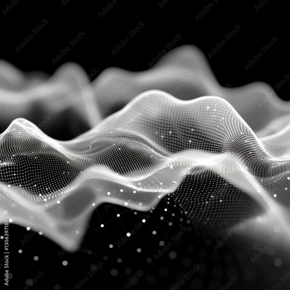 Leinwandbilder abstract white network on black background - data visualization and technology concept