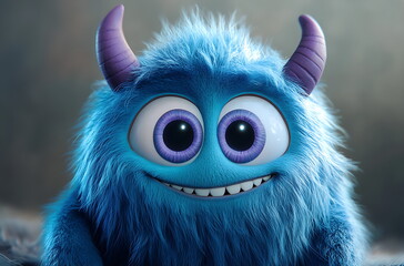 Fototapeta premium kind blue monster ai generated