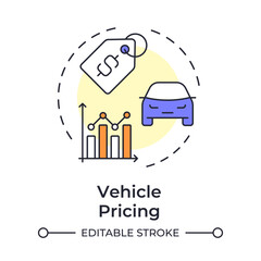 Vehicle pricing multi color concept icon. Statistical metrics, performance. Transport selling. Round shape line illustration. Abstract idea. Graphic design. Easy to use in infographic
