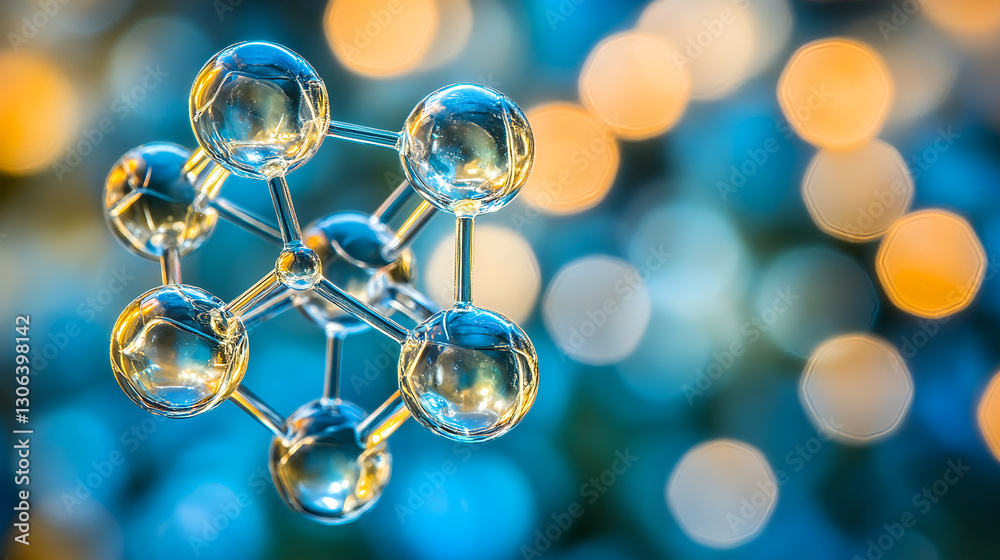 Poster exploring molecular structures laboratory environment science visualization abstract concept close-u