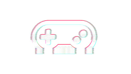 Icon gamepad is distorted. Glitch. Noise, chromatic aberration, geometric distortion