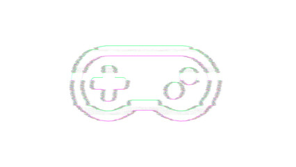 Icon gamepad is distorted. Glitch. Noise, chromatic aberration, geometric distortion
