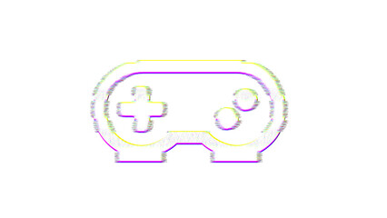 Fototapeta premium Icon gamepad is distorted. Glitch. Noise, chromatic aberration, geometric distortion