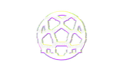 Icon football is distorted. Glitch. Noise, chromatic aberration, geometric distortion