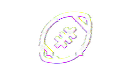 Obraz premium Icon american football ball is distorted. Glitch. Noise, chromatic aberration, geometric distortion