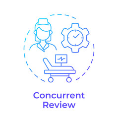 Concurrent review blue gradient concept icon. Course of treatment in hospital. Type of utilization management. Round shape line illustration. Abstract idea. Graphic design. Easy to use in article