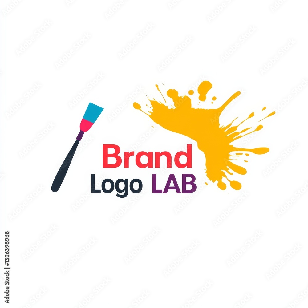 Aufkleber Creative Brand Logo Lab: Dynamic Design with Brushstroke and Vibrant Splatter Effect for Branding Solutions