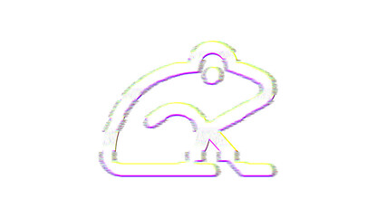 Icon frog is distorted. Glitch. Noise, chromatic aberration, geometric distortion