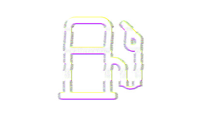 Icon gas pump is distorted. Glitch. Noise, chromatic aberration, geometric distortion
