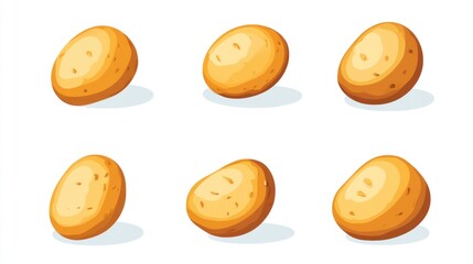 Fototapeta premium Six potatoes, various angles, white background, food illustration, recipe website (1)