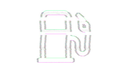 Icon gas pump is distorted. Glitch. Noise, chromatic aberration, geometric distortion