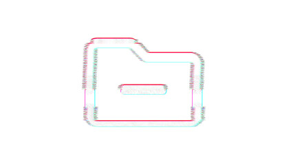 Icon folder minus is distorted. Glitch. Noise, chromatic aberration, geometric distortion