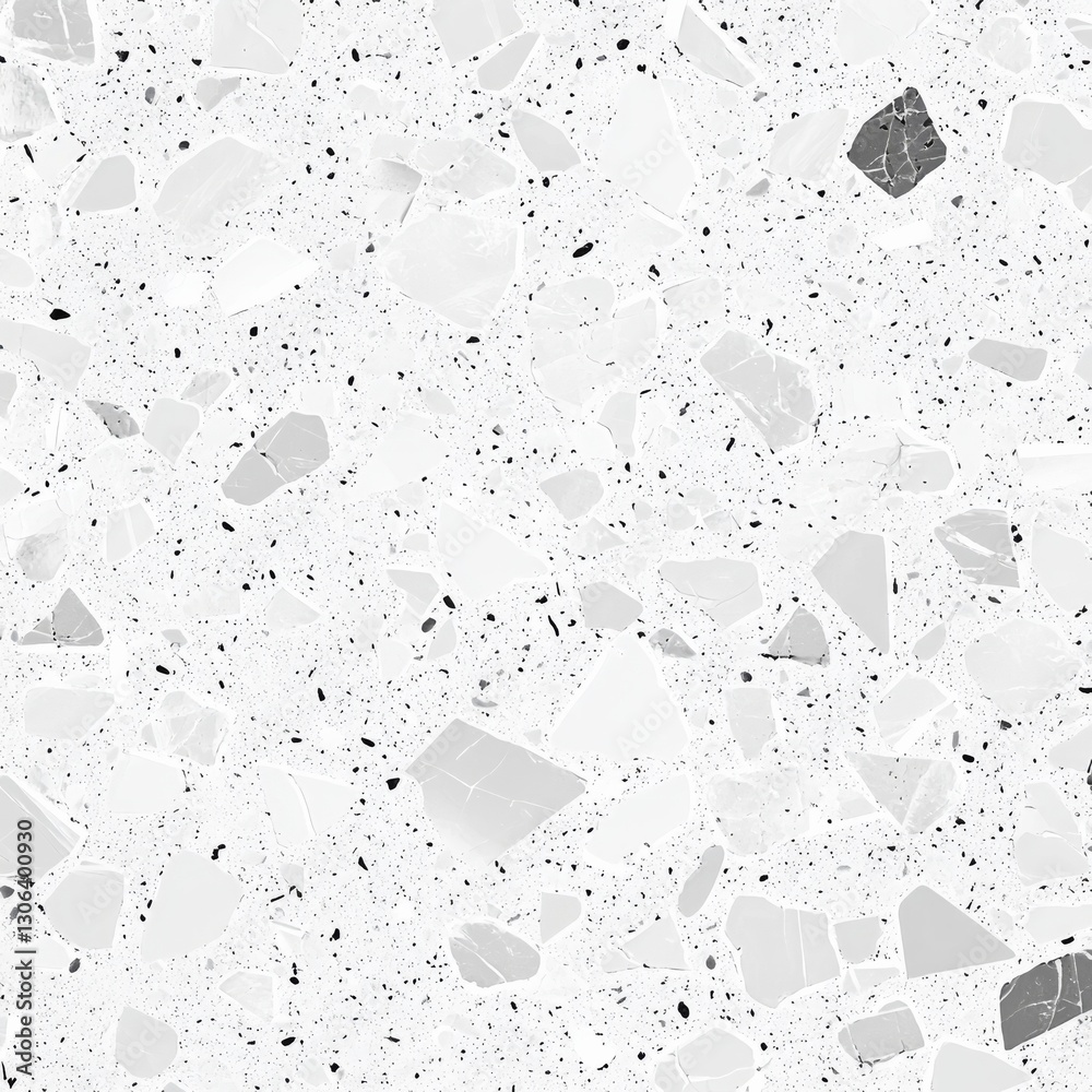 Poster subtle terrazzo texture with white stone fragments and black specks - minimalist design for elegant 