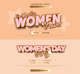 International womens day 8 march Editable text effect 3d cartoon template style premium vector Print	