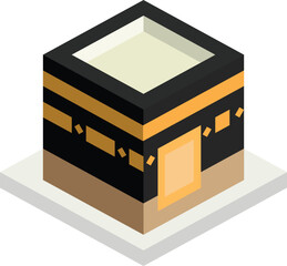 A minimalist isometric icon of the Kaaba