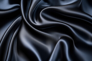 Obraz premium Softly draped luxury: Dark blue silk fabric with a lustrous sheen