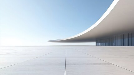 Minimalist Architectural Design Showcasing Smooth Curves Under Bright Blue Sky
