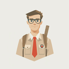 Set of girls and boys in scout costumes
