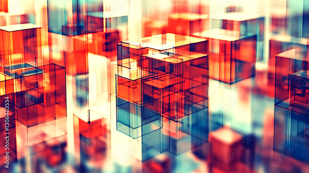 Poster dynamic abstract composition digital space 3d graphics modern environment aerial view visual concept
