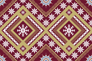 Obraz premium Ethnic Figure aztec embroidery style.Geometric ikat oriental traditional art pattern.Design for ethnic background,wallpaper,fashion,clothing,wrapping,fabric,element,sarong,graphic,vector illustration.