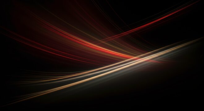 Abstract Motion Blur: An abstract design featuring dynamic, flowing lines in warm tones of red, orange, and gold against a deep black backdrop. The abstract movement suggests speed, energy.