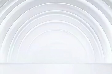 Obraz premium Minimalistic White Circular Plates Stacked Elegantly on a Soft Background with Subtle Shadows