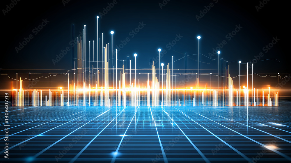 Poster analyzing data trends using graphical representations in technology digital environment visual conte