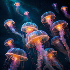 Fototapeta premium Cosmic Jellyfish Migration