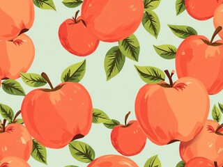 An artistic and vibrant background pattern featuring various colorful apples, apples, vibrant