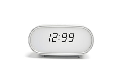 a digital alarm clock displaying the time of 12:99, showing the time in a clear, modern design. perfect for those who need a reliable way to keep track of time 