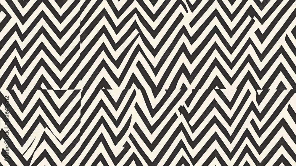 Poster dynamic black and white zigzag patterns abstract background digital art modern design vertical viewp